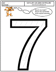 okul öncesi 7 sayısı çizgi çalışması